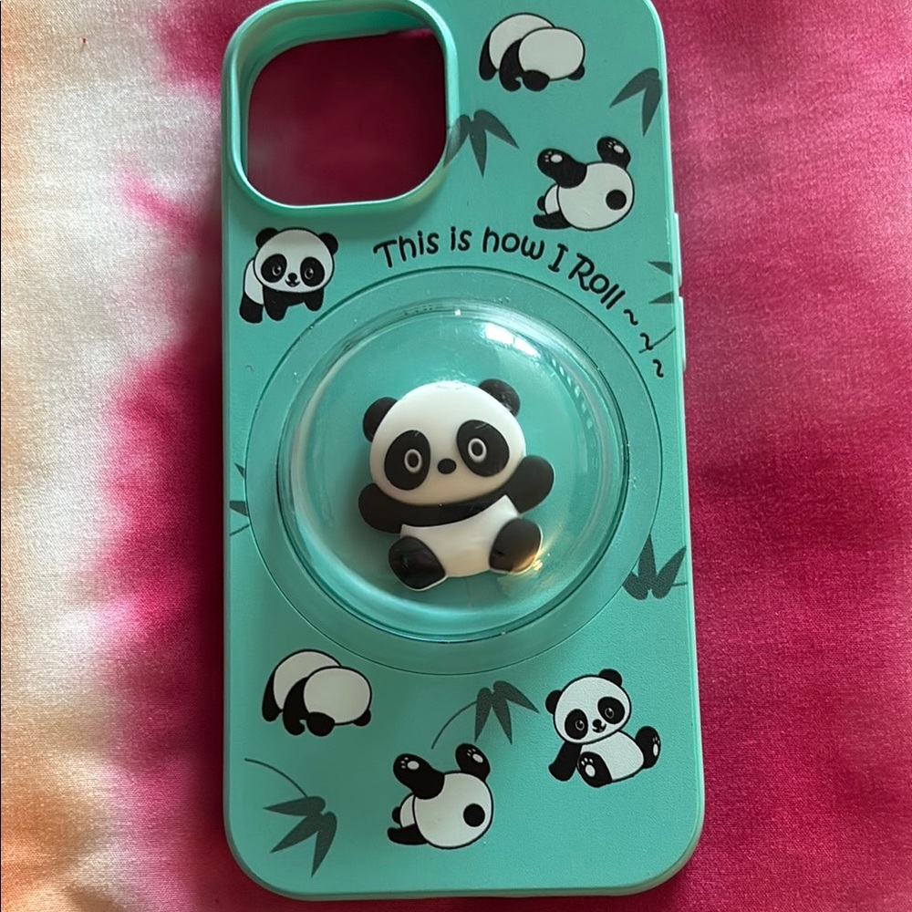 iPhone 15 Panda Design Phone Case - Green